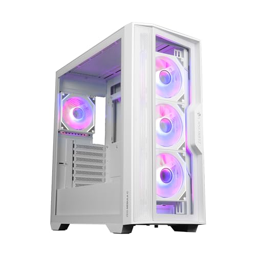 Image of Zebronics Premium Gaming Case, Mid-Tower, EATX, ATX, Upto 360mm AIO Support, 4 Infinity Mirror ARGB Fans, Tempered Glass, Type-C, USB 3.0, 2X USB, Magnetic Dust Filter (Nebula-G, White)