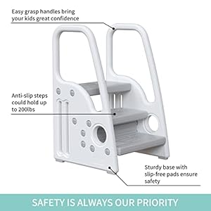 Toddler Step Stool for KidsToddler Step Ladder for Step Stool for Bathroom Kitchen and Toilet Potty Training Learning Helper with Handles Three Floors