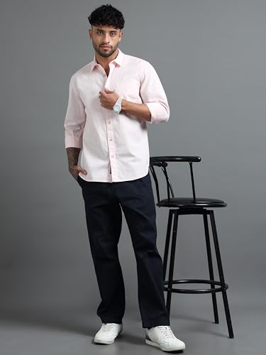 Image of Men Slim Fit Solid Spread Collar Casual Shirt