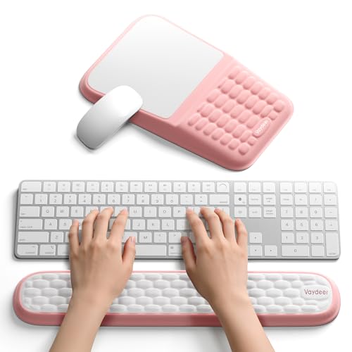 VAYDEER Mauspad mit Gelkissen, Ergonomisches Mousepad Handauflage [Schmerzlinderung] [Gesunde Haltung] [Memory-Schaum] [Hautfreundlich] [Rutschfest] Handgelenkauflage für Computer Laptop (He