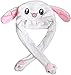 Chapeau de lapin en peluche avec oreilles mobiles - Cadeau de Noël ou d'anniversaire, blanc, taille unique