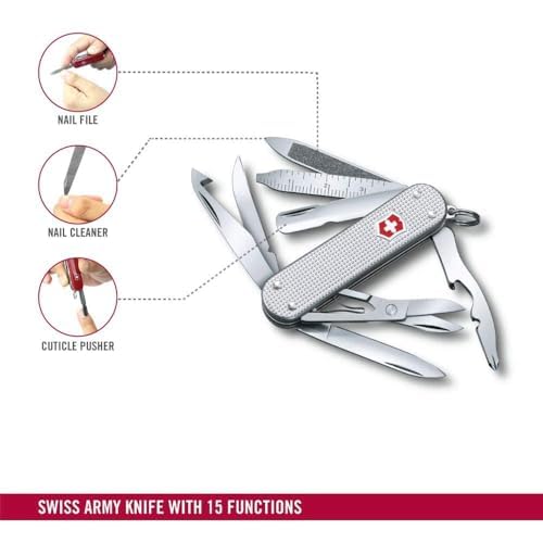 Victorinox Taschenmesser Mini Champ Alox (18 Funktionen, Schere, Nagelfeile, Schraubendreher, Orangenschäler) silber
