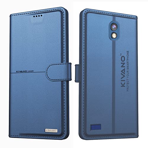 Image of KIVANO Professional Series Wallet Case | Luxurious Design | Premium | PU Leather Flip Case Back Cover | Magnetic Closure for Jio Phone Next - Dark Blue