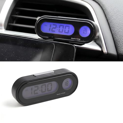 Car Clocks with Temperature, Blue Backlight Large Screen Digital Display Clock for Dashboard, 2 in