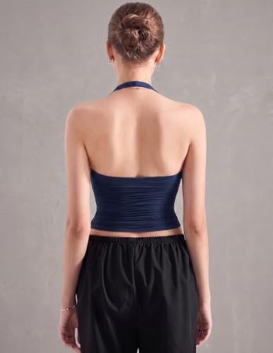 Image of Nexsus Apparels Women's Halter Neck Crop Top| Sleeveless Squre Neck Fitted Cami Top | Casual Wear Top | Available in Plus Sizes