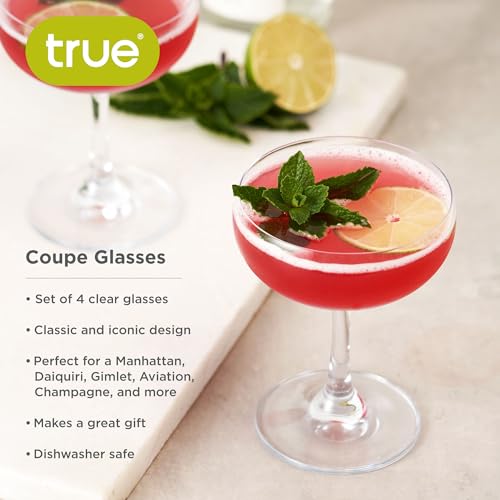 Image of True Coupe Glass, Martini Glasses for Cocktail Party, Perfect for Espresso Martini, Manhattan, Champagne, Elegant 7 oz Glassware for Home Bars, Wedding Gifts, Margarita Glasses Set of 4