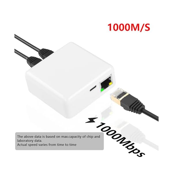 SinLoon Gigabit RJ45 Netzwerk-Splitter-Adapter, 1000/100 Mbit/s, RJ45 1 auf 2 Gigabit-Netzwerk-Splitter mit USB-Stromanschluss für Computer, Hub, Switch, Router, digitales Fernsehen usw – Bild 4