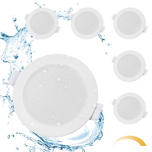 Gr4tec Spot LED Encastrable Salle de Bain IP65, 6 x 6W Dimmable 2700K Blanc Chaud, Spot Encastré extra plat 35mm, Trou Φ68-80mm, AC230V Plafonnier Pour Cuisine Salon Couloir
