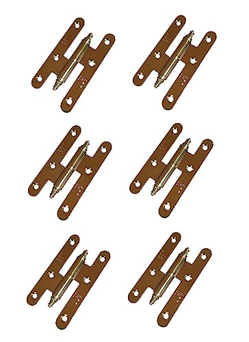 AZERODESIGN-Bisagras Puertas Madera-Bisagras para Puertas-Pernio Bisagra-Material Acero con Remates-Pack 6 Unidades-Medidas100x57mm-Cantos Redondos(IZQUIERDA, DORADO BRILLO)