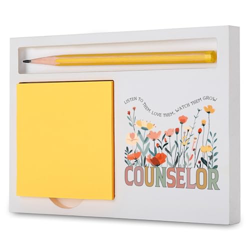 Vivopisew Thank You Gifts for Counselor, Wooden Self-Stick Note Pad Holders With Floral Pattern for School Counselor Appreciation, for Psychological Counselors Recognition Retirement Farewell VN147