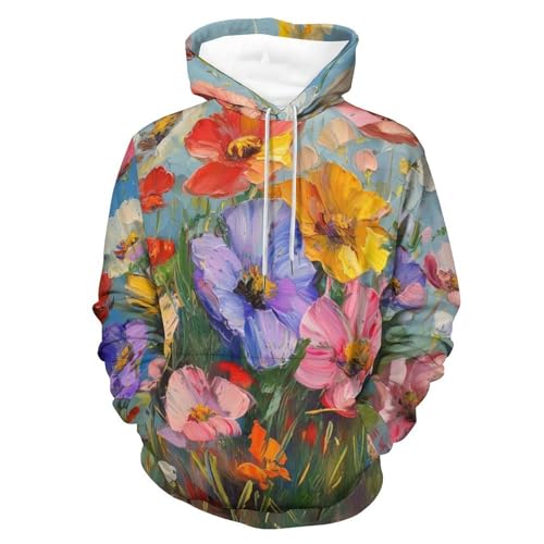 Sweat à capuche fleurs colorées pour homme et femme en taille S