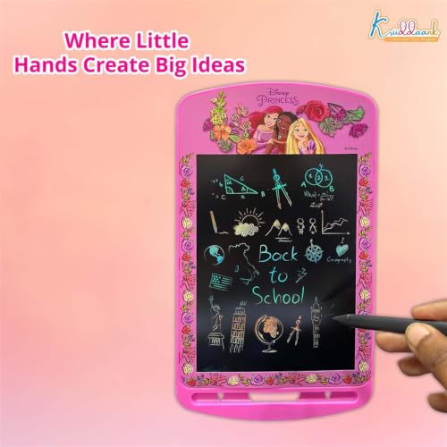 Image of Princess 10.5 Inch LCD Writing Tablet for Kids, Electronic Drawing Pad & Doodle Board, Reusable Travel Slate for Girls, Educational Birthday Gift for 3 4 5 6 7 8 9 10 Year Olds, Pink