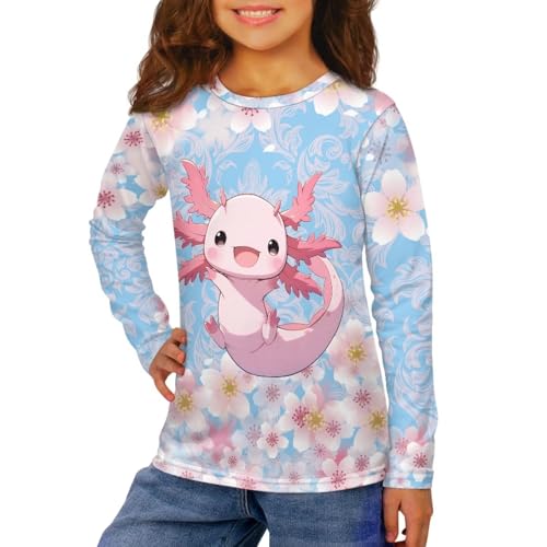 Image of Girls Long Sleeve Shirts Casual Crewneck Soft T-shirts for Girls 3-16 Years Old