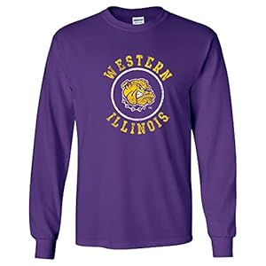AL04 – Western Illinois Leathernecks Distressed Circle Logo Long Sleeve – 3X-Large – Purple