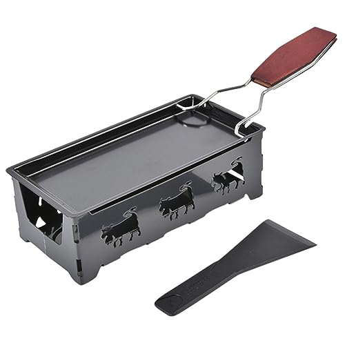 1 Set cheese griddle bbq grill portable metal dining table portable grill cheese oven raclette table grill for cheese mini cheese raclette portable cheese baking tray barbecue set