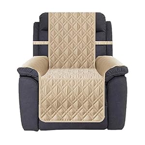 Ameritex Waterproof Nonslip Recliner Cover Stay in Place, Dog Chair Cover Furniture Protector, Ideal Recliner Slipcovers for Pets and Kids (23″, Beige)