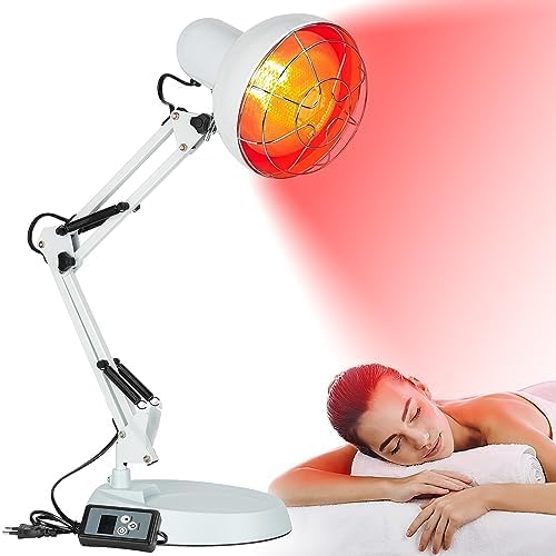 Cozion Lámpara de mesa de luz roja de 150 W, controlador para banda de luz roja con función de calor, 10 niveles de intensidad luminosa y temporizador de 5 a 60 minutos, lámpara para uso doméstico