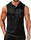 COOFANDY - Sudadera sin mangas con capucha para hombre, de algodón, corte muscular, Negro, M