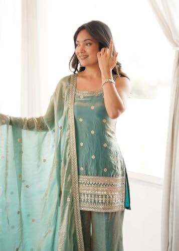 Image of TILKI Fancy Frendy Silk Kurta Set with Bell Bottom Pent and Embroidery Sequence Jari Work for Women Ready to Wear