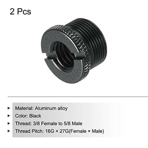 PATIKIL Mic Stand Adapter 3/8 Female to 5/8 Male Aluminum Alloy Mic Screw Adapter for Microphone Tripod Stand Black 2 Pack - Image 3