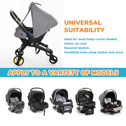 Image of SNOWIE SOFT Sun & Rain Cover for Baby Bassinet Carrier, Protective Clear Roll-up Zipper Curtain, Breathable & Lightweight, Splashproof, Windproof & Dustproof Outdoor Baby Carry Cot Shield