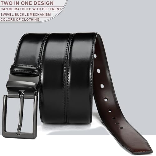 Image of DOOPAI Reversible Leather Belt for Men 1.25 inch - Dual Sided Dress and Casual Belt, Trim to Fit, 2 Styles in One Belt
