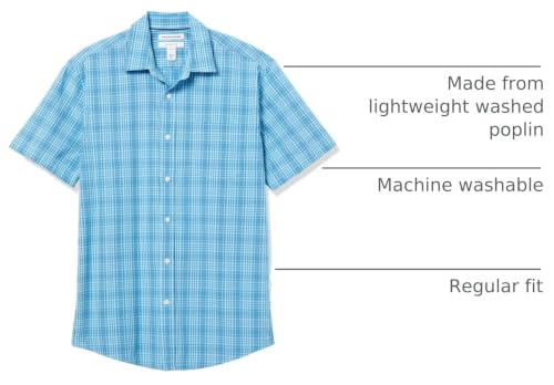Image of Amazon Essentials Men's Regular-Fit Short-Sleeve Poplin Shirt, Collared, Washed