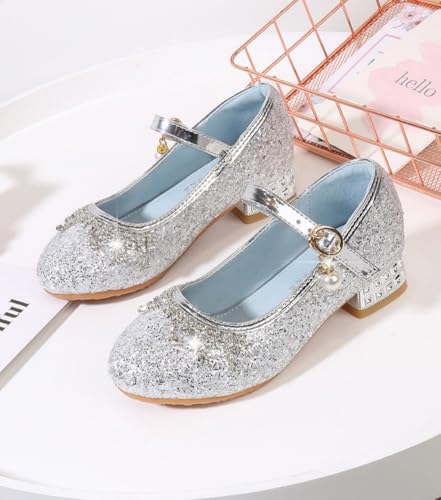 Girls Princess Low Heel Dress Shoes Glitter Party Flower Wedding Mary Jane Pumps for Toddler Little Kid4
