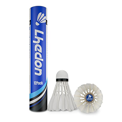 Badminton Shuttlecocks,Lhedon 12Pcs Advanced Goose Feather Shuttlecocks Training Badminton Balls with Great Stability and Durability for Indoor Outdoor Sports