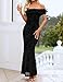 ZESICA Women's Summer Off Shoulder Floral Bodycon Maxi Dress 2026 Ruched Elegant Formal Cocktail Wedding Guest Long Dresses, Black, S