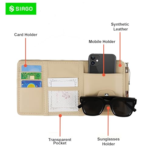 Image of SIAGO SIA137 Car Sun Visor Organizer Stylish Storage Solution (Beige)