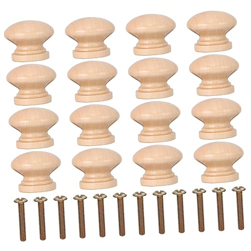DECOMELODY 16pcs Wooden Cabinet Handles Pulls for Single Hole Knobs Funky Knobs Pulls Drawer Round Handles