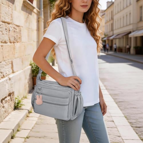 Image of Crossbody Bag for Women Waterproof Shoulder Bag Multi Pockets Nylon Purse | Small /Large,Anti Theft Shoulder Handbags,Lightweight,for Travel /Work /Daily Use,Adjustable Shoulder Strap
