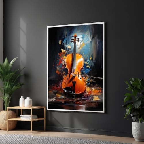 Tableau violon abstrait 60x90cm pour décorer un salon de musicien