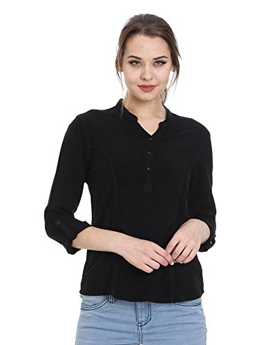 Image of Identiti Women Three Quarter Sleeves Solid Slim Fit 100% Viscose Casual Top for Women