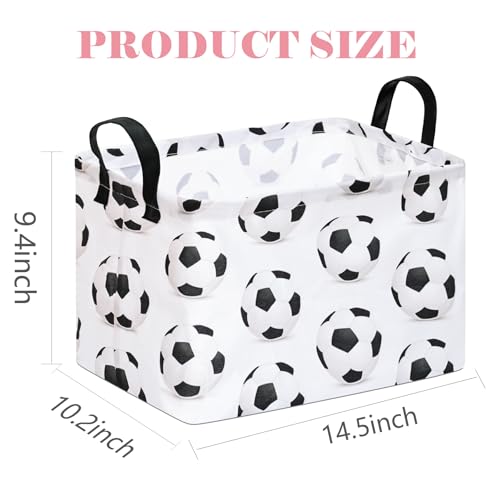 Image of Rectangle Soccer Football Storage Basket | Gift Storage, Home Shelf Organizer Box, Clothes Laundry Hamper, Nursery Basket, With Handles