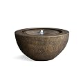 Xbrand 19.8" W Round Polyresin Indoor/Outdoor Sphere Water Fountain w/LED Light, Garden Water Fountain, Water Bowl Fountain, Patio Water Fountain, Water Fountain Décor, Bronze