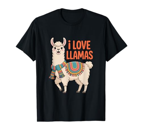 I Love Llamas Linda Llama Colorida Camiseta
