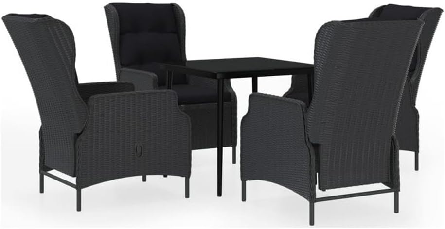 BOWERY HILL Contemporary 5-Piece Garden Dining Set, Powder-Coated Steel Frame, Dark Gray Finish, Weather-Resistant Cushions, Spacious Seating for Patio, Garden, Balcony, Outdoor Dining Use