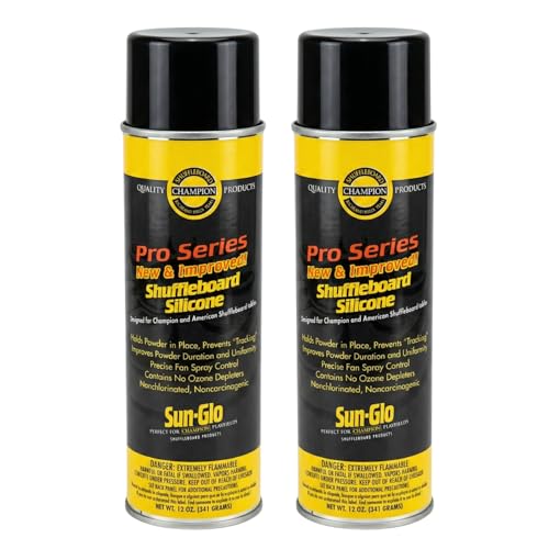 Sunglo Pro Series Shuffleboard Silicone Spray – Premium Table Cleaner & Polish for Consistent Slide and Surface Protection – 12 oz Can (2-Pack)