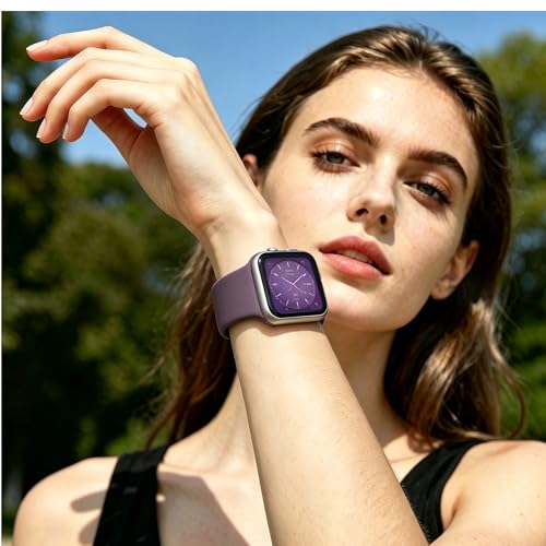 Image of Bands Compatible with Apple Watch 38mm 40mm 41mm 42mm 44mm 45mm 49mm, Soft Silicone Replacement Sport Accessory Strap Wristband for iWatch Series Ultra 9 8 7 6 5 4 3 2 1 SE Women Men Smoke