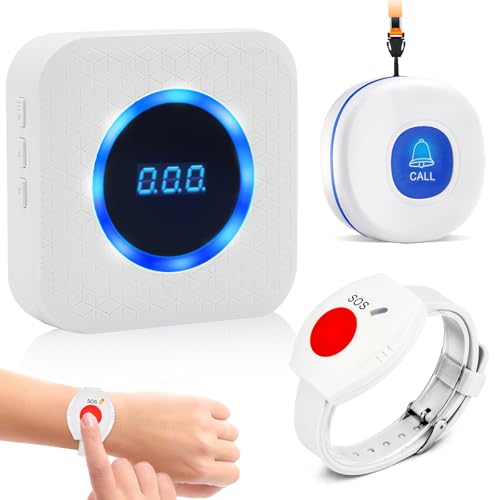 DAYTECH Notrufknopf für Senioren Hausnotruf Senioren Notfallknopf mit 55 Klingeltöne 5 einstellbare Lautstärkestufen, Notruf Armband für ältere/Patienten/Behinderung
