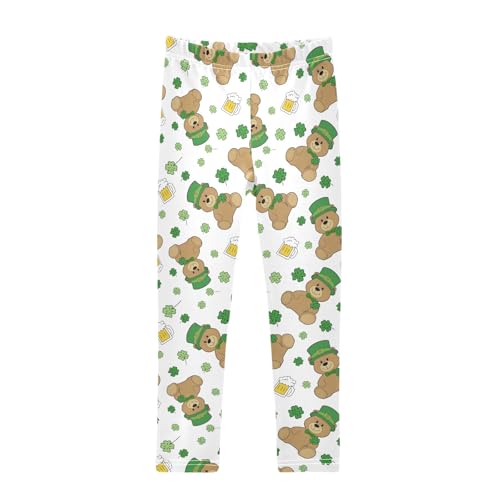 Cartoon Bear St Girls Leggings Soft Comfortable Athletic Leggings Dancing Pants for 4-10 Years