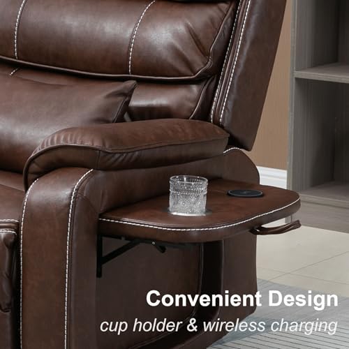 Sillón eléctrico reclinable piel marrón miniatura 5