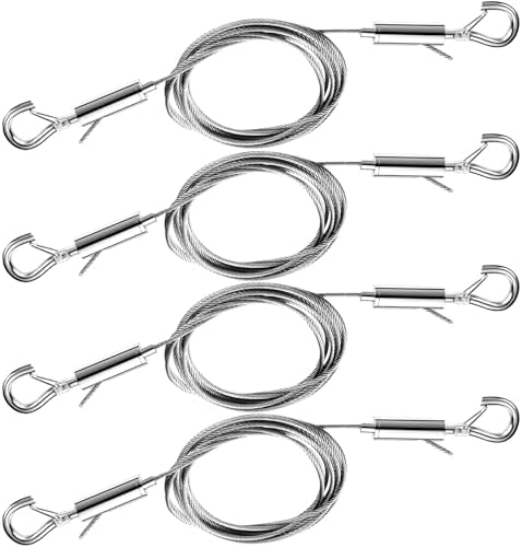 4PCS Multi-Purpose Picture Hanging Wire Kit,4.9FT Adjustable Heavy Duty Stainless Steel Rope for Hanging Lighting,Mirrors,Frames,Flower Pots,Signage,Curtains and Clothing,Hold Up to 30kg