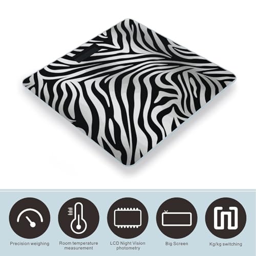 Báscula digital de baño con diseño cebra y pantalla LCD miniatura 3