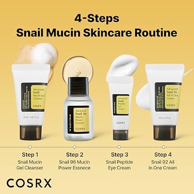 COSRX All About Snail Mucin Korean Skin Care Set, Mini Travel Essentials, Travel Size Gift Set with Snail Mucin Face Wash, Serum, Moisturizer & Eye Cream, Rejuvenating Kit, Mothers Day Gifts for Mom
