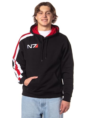 Mass Effect Men's N7 Logo Embroidered Gamer Pullover Hoodie