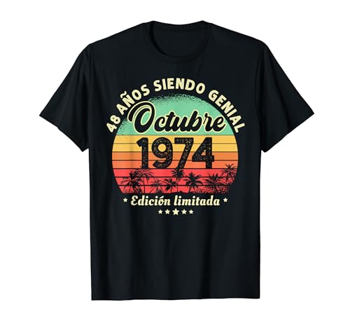 48 Años Cumpleaños Octubre 1974 Hombre Mujer Octubre Camiseta