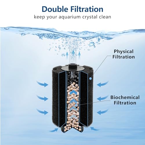 Image of 10-50Gal 2 pack Aquarium Sponge Filter with Air Stone and Ceramic Media | Ultra Quiet Fish Tank Filters fit Breeding Fry Betta Shrimp Fish Tank
